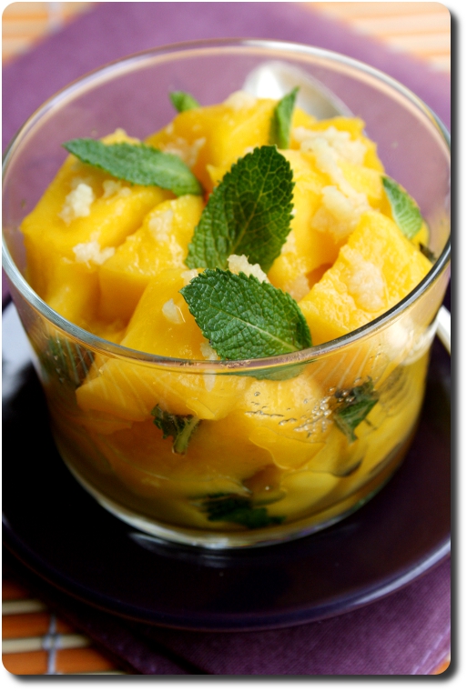 Soupe fraîcheur de mangue, menthe et gingembre